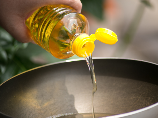 Bottle of vegetable oil with controversial additives