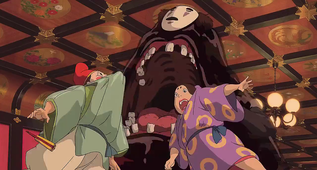 No-Face eating bathhouse employees in Spirited Away